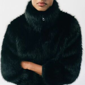 Zara Black Faux Fur Jacket